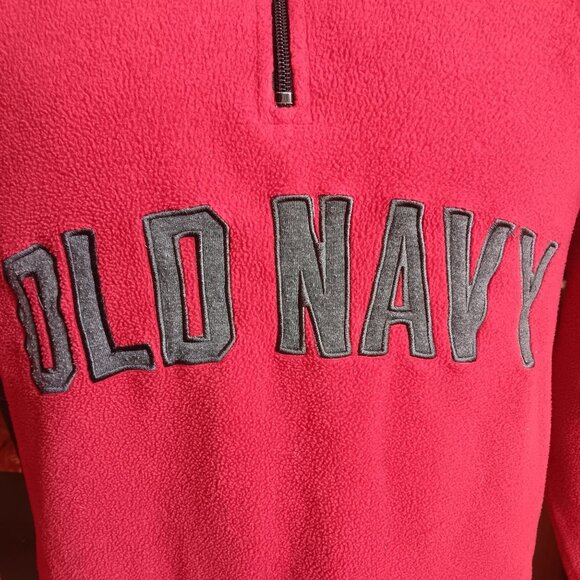 Old Navy Men's Jacket 1/4-Zip Fleece Pullover Shirt Red Sweater Jacket - Picture 3 of 6
